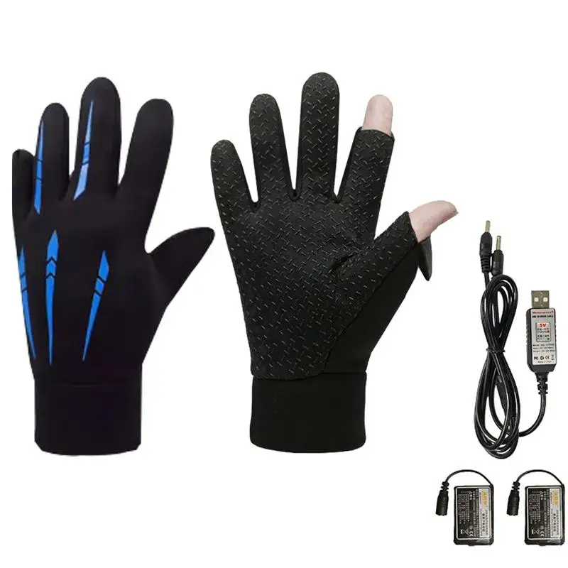 

Warm Fishing Gloves Winter Convertible Gloves Non Slip Windproof Touchscreen Waterproof Electric Battery Heated Cold Weather