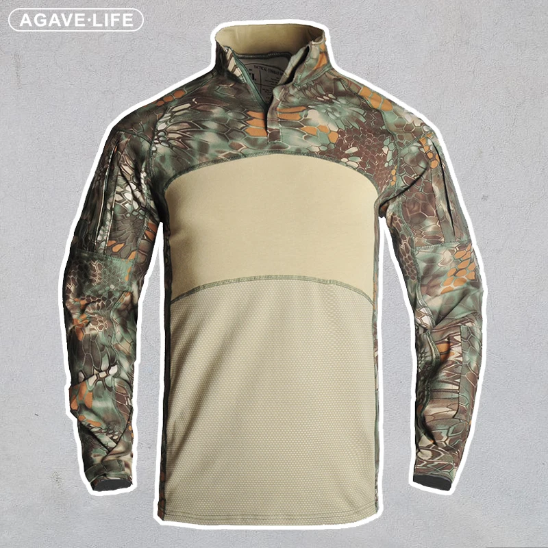 

Combat Shirt Men Cotton Military Uniform Camouflage T Shirt Multicam US Army Clothes Camo Tactical Long Sleeve Shirt Wholesale
