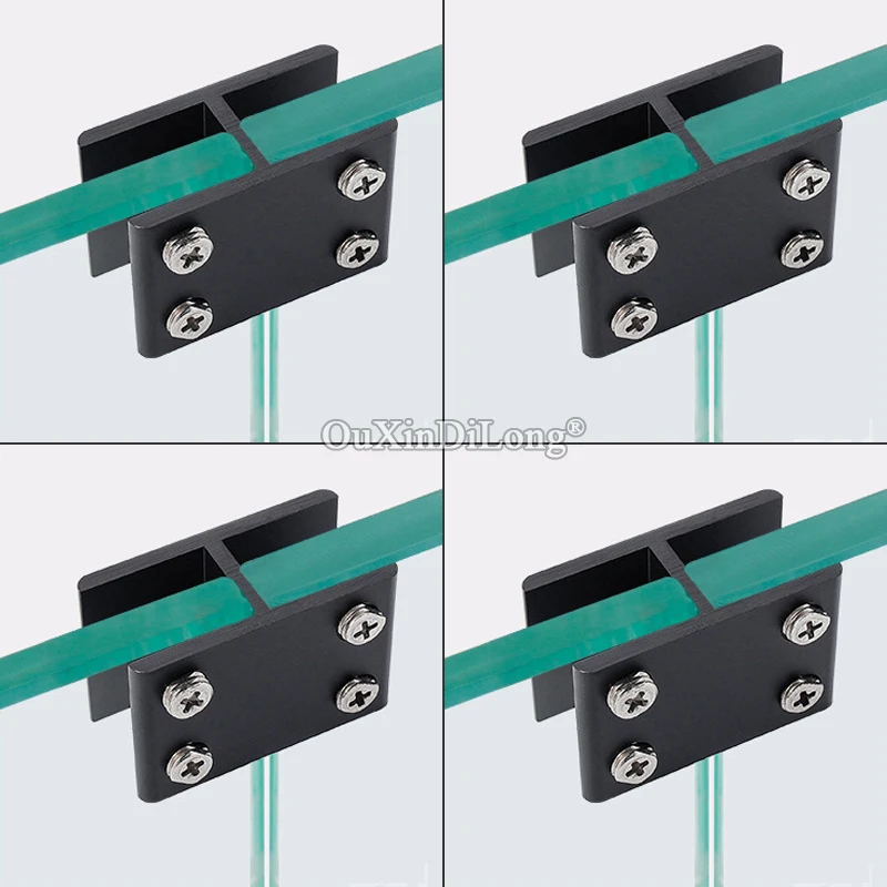 

No Drilling 4PCS Aluminum Alloy Glass Clamps 180° 2-Ways Adjustable Glass Shelf Support Brackets Connectors for 6~20mm Thickness