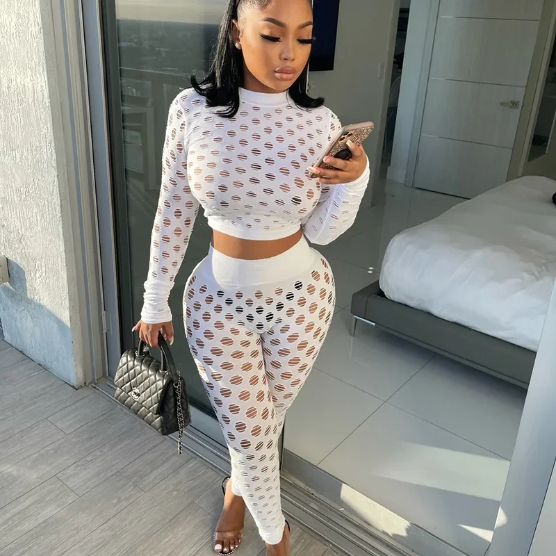 Hollow Out Cotton Two Piece Sets Women Outfits Party Night Long Sleeve Crop Top and Pants Hole Sheer Club Clothing Matching Sets
Hollow Out Cotton Two Piece Sets Women Outfits Party Night Long Sleeve Crop Top and Pants Hole Sheer Club Clothing Matching Sets