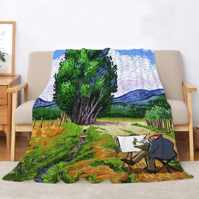 

Kawaii Blanket for Living Room Van Gogh Decorative Bed Blankets Boho Home Decor Bedroom Decoration Bedspread the Throw Sofa Nap