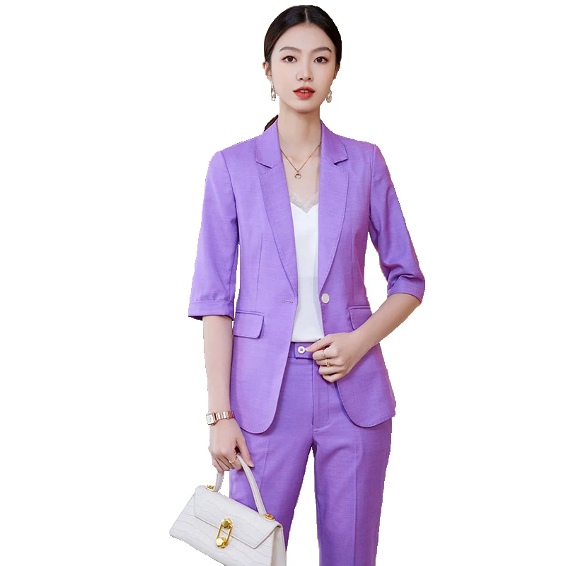 Formal Women Business Suits Pantsuits with Pants and Jackets Coat Half Sleeve Spring Summmer Professional Trousers Set Blazers
Formal Women Business Suits Pantsuits with Pants and Jackets Coat Half Sleeve Spring Summmer Professional Trousers Set Blazers