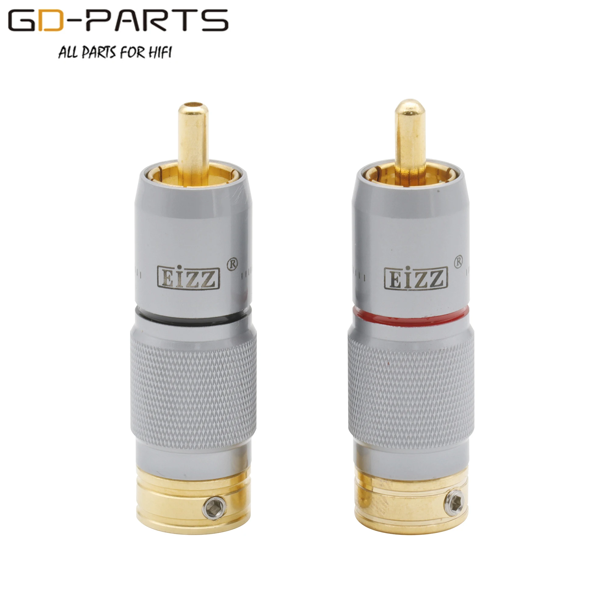 

EIZZ 24K Gold Plated Brass Male RCA Plug Connector Terminal For HIFI Audio AMP TV Receiver DVD Signal Cable DIY PTFE Insulator