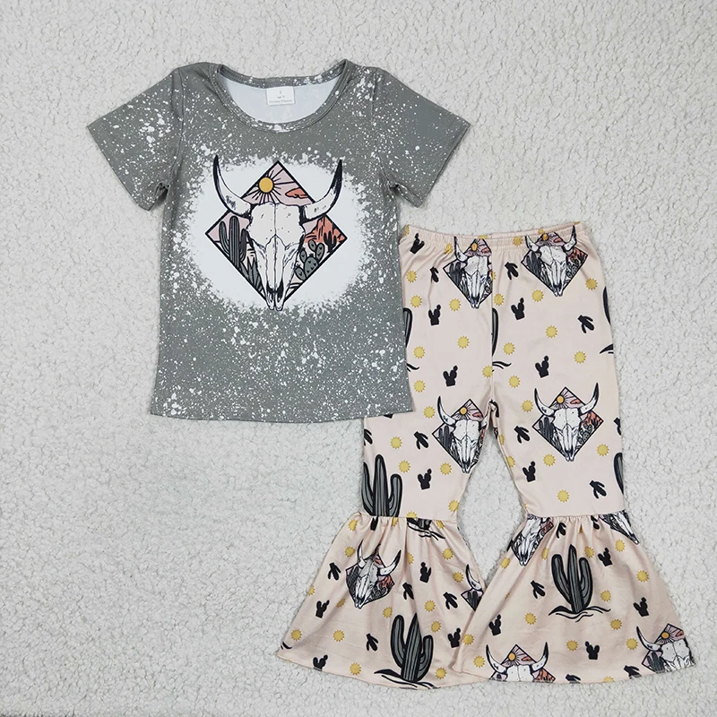 Wholesale Toddler Western Outfit Cow Girl Short Sleeves Shirt Top Tee Cactus Bell Bottom Pants Spring Fall Children Baby Kid Set
Wholesale Toddler Western Outfit Cow Girl Short Sleeves Shirt Top Tee Cactus Bell Bottom Pants Spring Fall Children Baby Kid Set