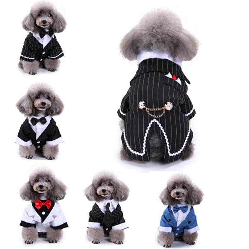 Gentleman Dog Clothes Dog Wedding Outfit Cute Tailcoat Pet Suit Striped Dog Tuxedo Bow Tie French Bulldog Halloween Costume 
Gentleman Dog Clothes Dog Wedding Outfit Cute Tailcoat Pet Suit Striped Dog Tuxedo Bow Tie French Bulldog Halloween Costume