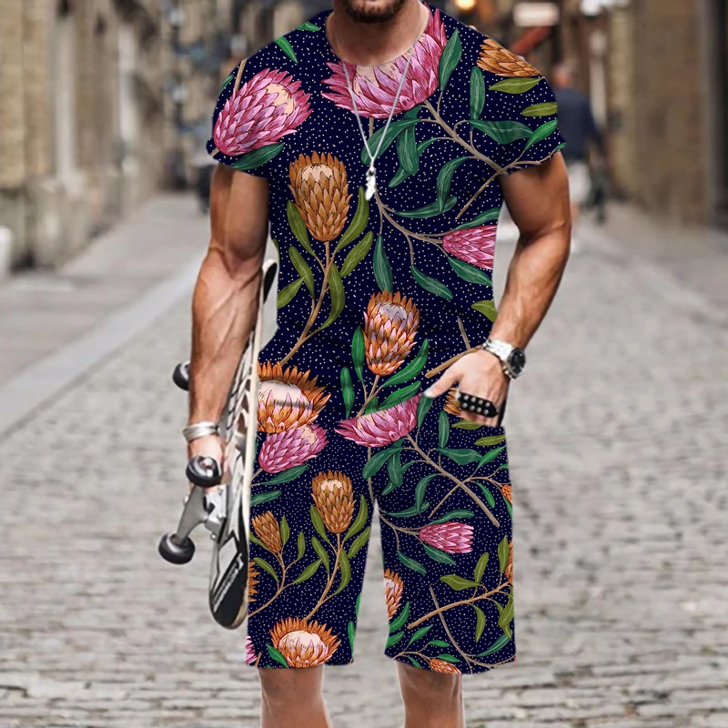 Men's T-shirt Shorts Set Swimsuit Plant Flowers Pattern Streetwear Loose Elastic Waist Men/Women Beach Casual Swimming Quick Dry
Men's T-shirt Shorts Set Swimsuit Plant Flowers Pattern Streetwear Loose Elastic Waist Men/Women Beach Casual Swimming Quick Dry