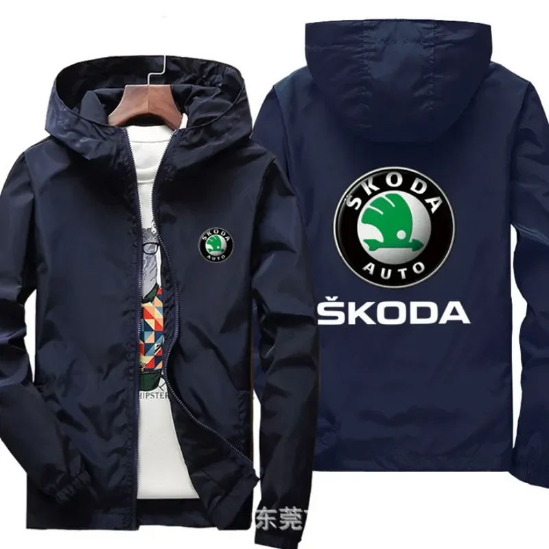 

2023 мотоциклетная ветрозащитная куртка с логотипом SKODA, мотоциклетный костюм для езды на мотоцикле с капюшоном, ветровка, свитшоты, Гоночное пальто на молнии