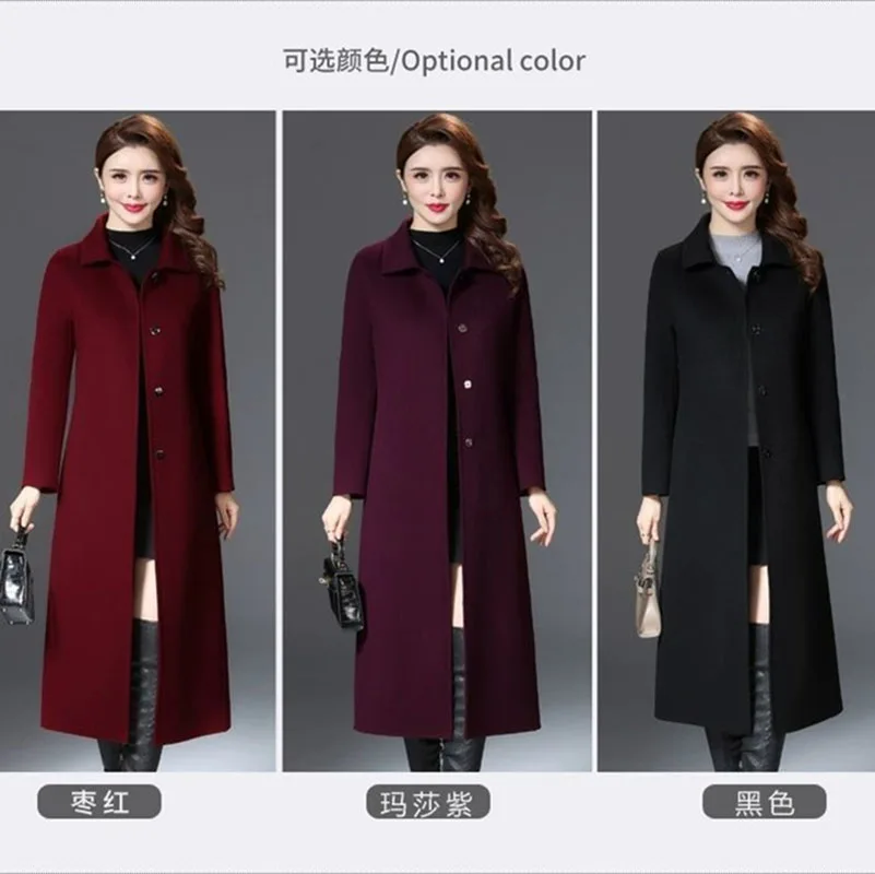 

Однотонное Новое модное однобортное свободное шерстяное пальто на осень и зиму, новое темпераментное женское длинное шерстяное пальто для мам