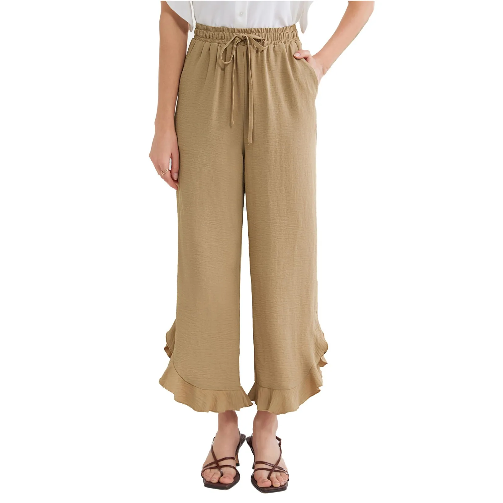 

Women's High Waist Solid Color Casual Trousers Workout Pants With Pockets 한국 동대문 고퀄 의류 pantalones de mujer nuevo en pantalones