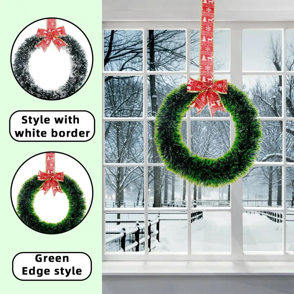 

Holiday Wreath Festive Holiday Decor Christmas Wreath Tree Ornaments Garland with Printed Bow for Door Home Decoration