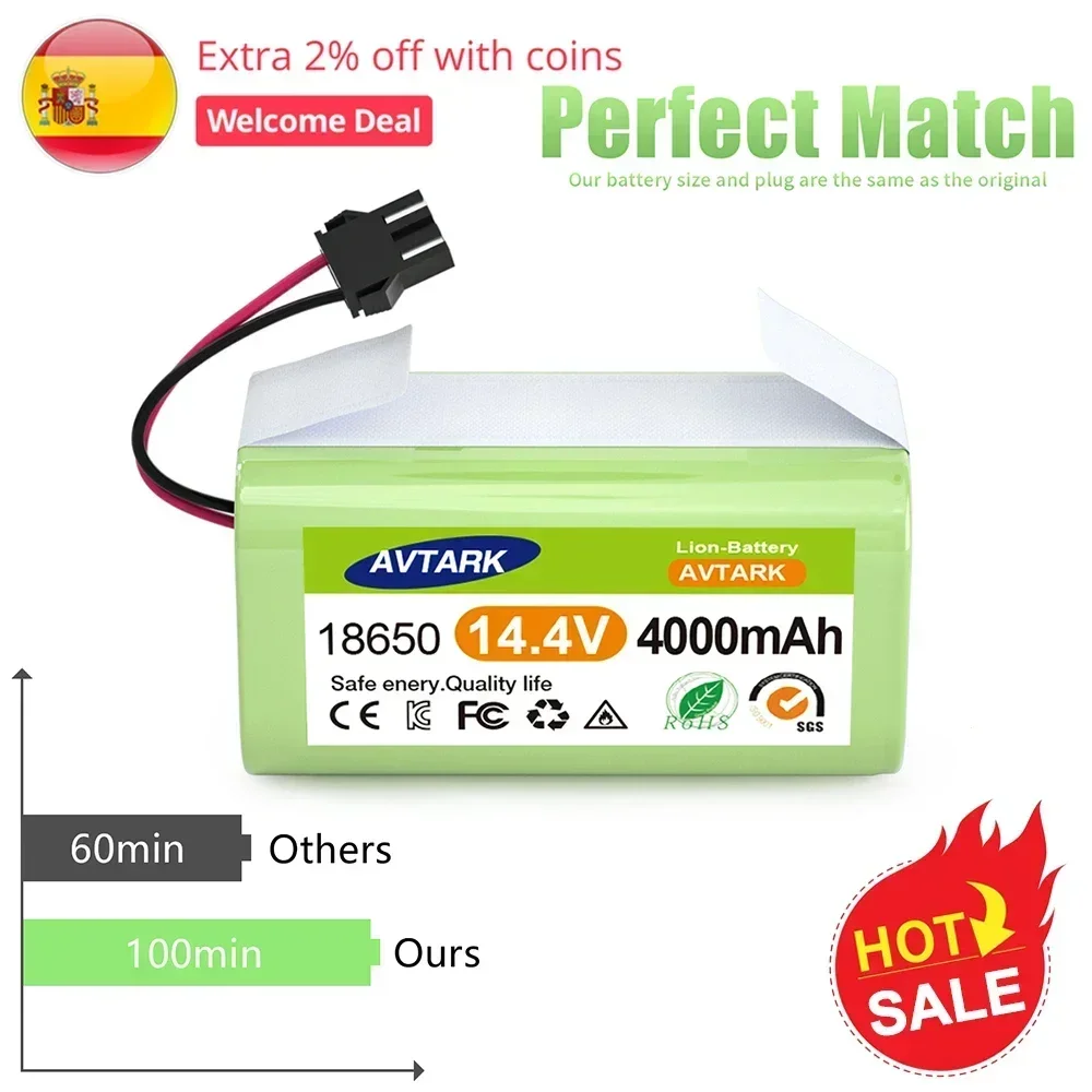 14.4V 4000mAh Li-ion Battery for for Conga 990 1090 Tesvor X500 Ecovacs Deebot N79 N79S DN622 Eufy RoboVac 11 11S RoboVac 30
14.4V 4000mAh Li-ion Battery for for Conga 990 1090 Tesvor X500 Ecovacs Deebot N79 N79S DN622 Eufy RoboVac 11 11S RoboVac 30