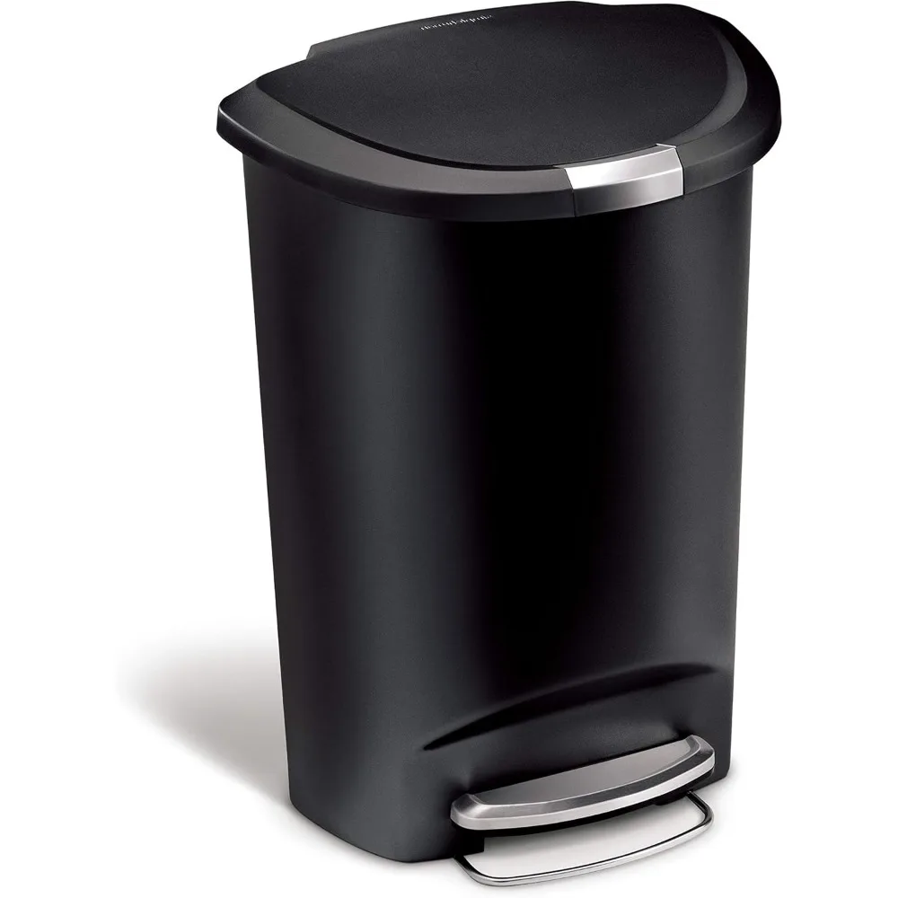 50 Liter / 13 Gallon Semi-Round Kitchen Step Trash Can with Secure Slide Lock, Black Plastic
50 Liter / 13 Gallon Semi-Round Kitchen Step Trash Can with Secure Slide Lock, Black Plastic