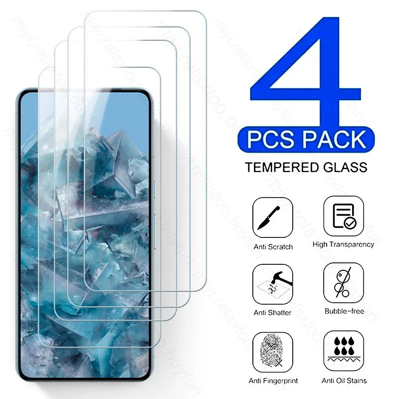 

4PCS Full Cover Tempered Glass For Google Pixel8 Pixel 8 Pro 5G GC3VE,G1MNW 6.7" Phone Screen Protector Explosion-Proof HD Film