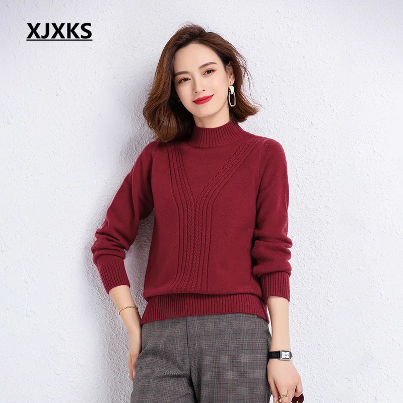XJXKS Solid Color All-match Wool Knitted Pullover 2022 Winter New Casual Women's Turtleneck Sweater Female Jumper
XJXKS Solid Color All-match Wool Knitted Pullover 2022 Winter New Casual Women's Turtleneck Sweater Female Jumper