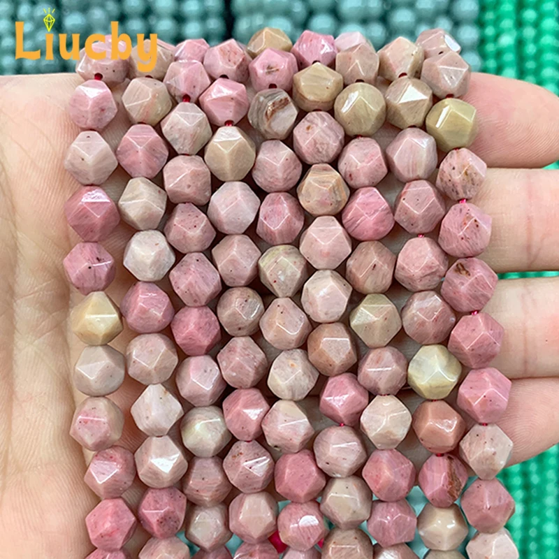 

Elastic For Jewelry Making Natural Stone Faceted Redwood grain diamond Beads DIY Accessories Ear Studs Crafts 15"Strand 6/8/10mm