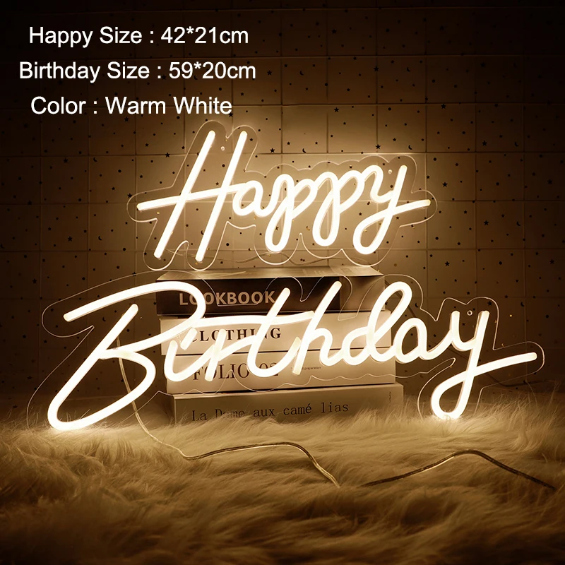 Generic 19 Style Happy Birthday Neon Sign Light For Wedding Decor