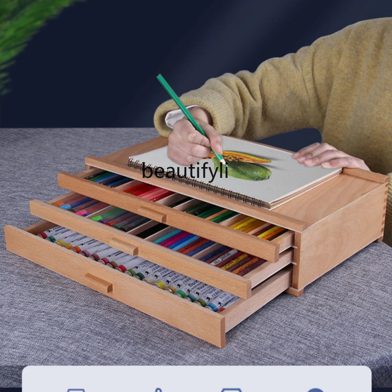 Beech Three-Layer Drawer Desktop Painting Case Paint Box Hand Account Sketching Pencil Storage
Beech Three-Layer Drawer Desktop Painting Case Paint Box Hand Account Sketching Pencil Storage