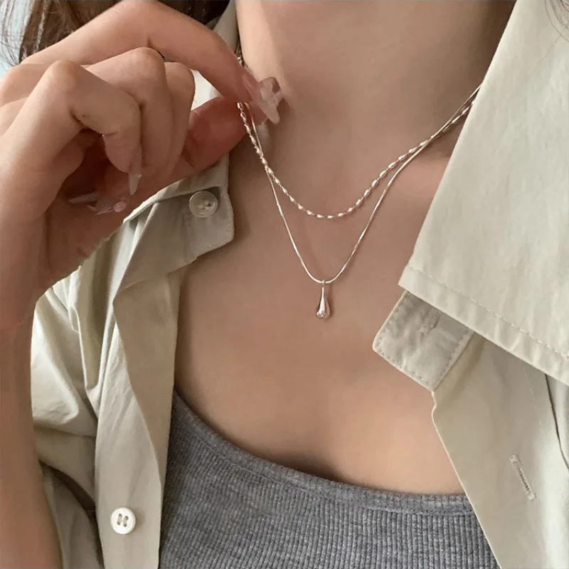 PANJBJ 925 Sterling Silver Bilayer Necklace for Women Girl Concise Fashion Individuality Jewelry Birthday Gift Dropshipping
PANJBJ 925 Sterling Silver Bilayer Necklace for Women Girl Concise Fashion Individuality Jewelry Birthday Gift Dropshipping