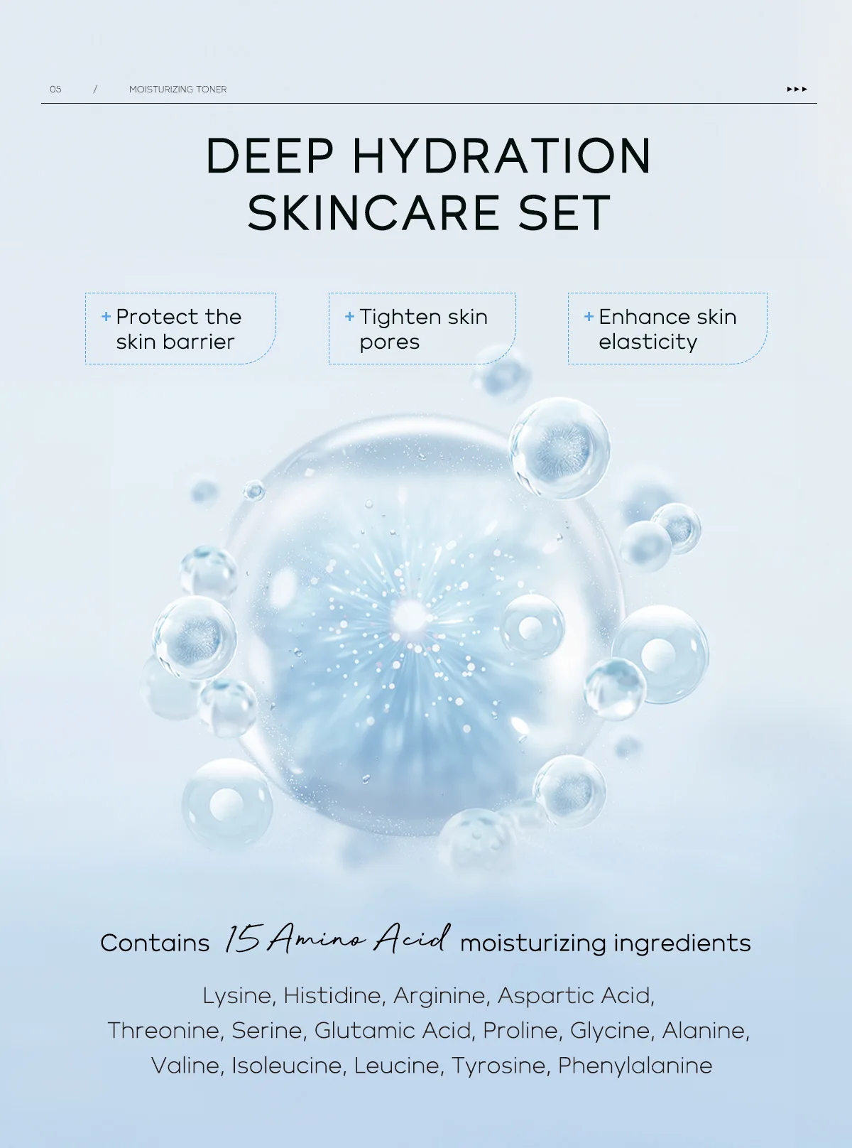 5pcs Multi-Effect Moisturizing Skincare Sets Amino Acids Cleanser Hyaluronic Acid Toner Serum Eye Cream Improve Dry Skin Cream 31 Sa2add7563c234992b50d2bed1bbf356dt