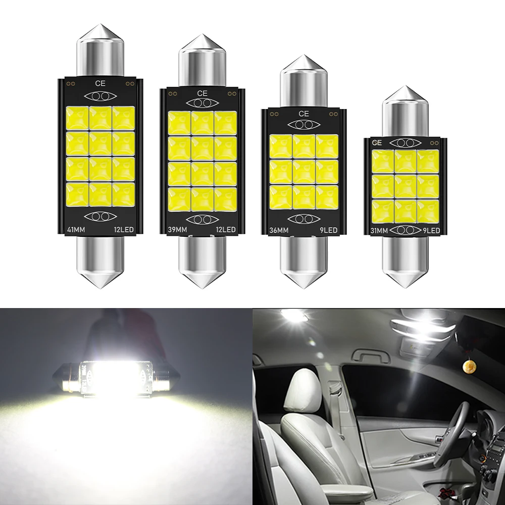 

2pcs C5W C10W LED Bulbs Festoon 31MM 36MM 39MM 41MM Canbus No Error Car Interior Light Dome Reading License Plate Lamp White 12V