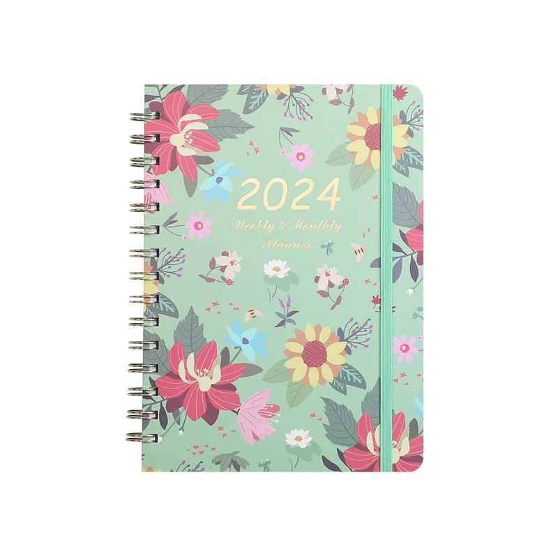 

2024 Agenda Planner A5 Writing Pads Diary Weekly Goal Habit Checklist Schedules Organizer Cute Flower Notebook School Supplies