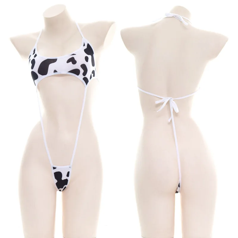 

Cow Sexy Cosplay Costume Maid Tankini Swimsuit Anime Bikini Set Girls Swimwear Clothing Lolita Bra and Panty Set Stockings