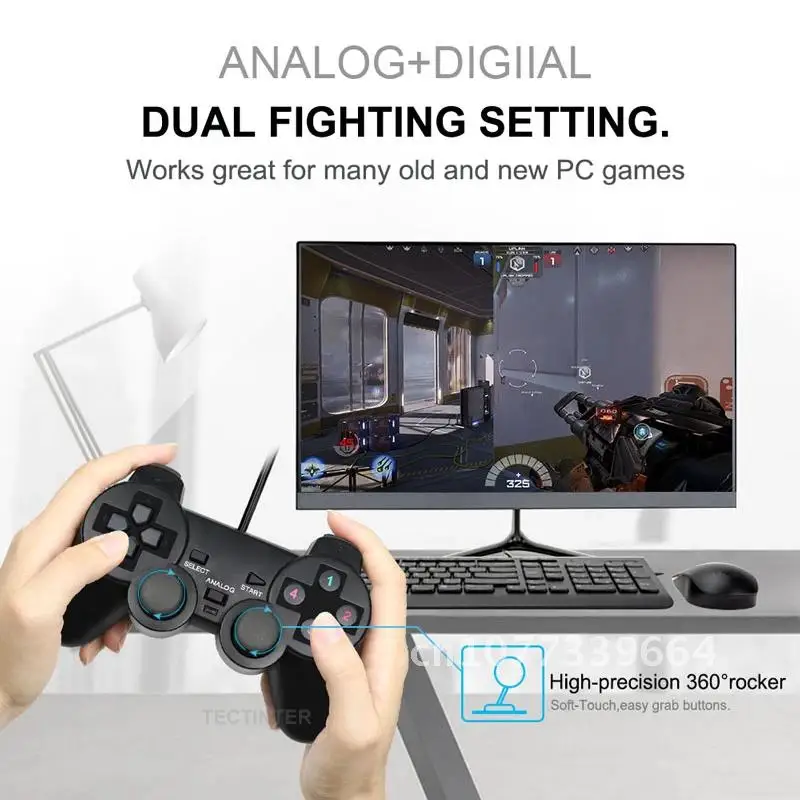 

USB Wired PC Game Controller Joypad For Computer For WinXP/Win7/8/10 Laptop Black Game Gamepad Joystick