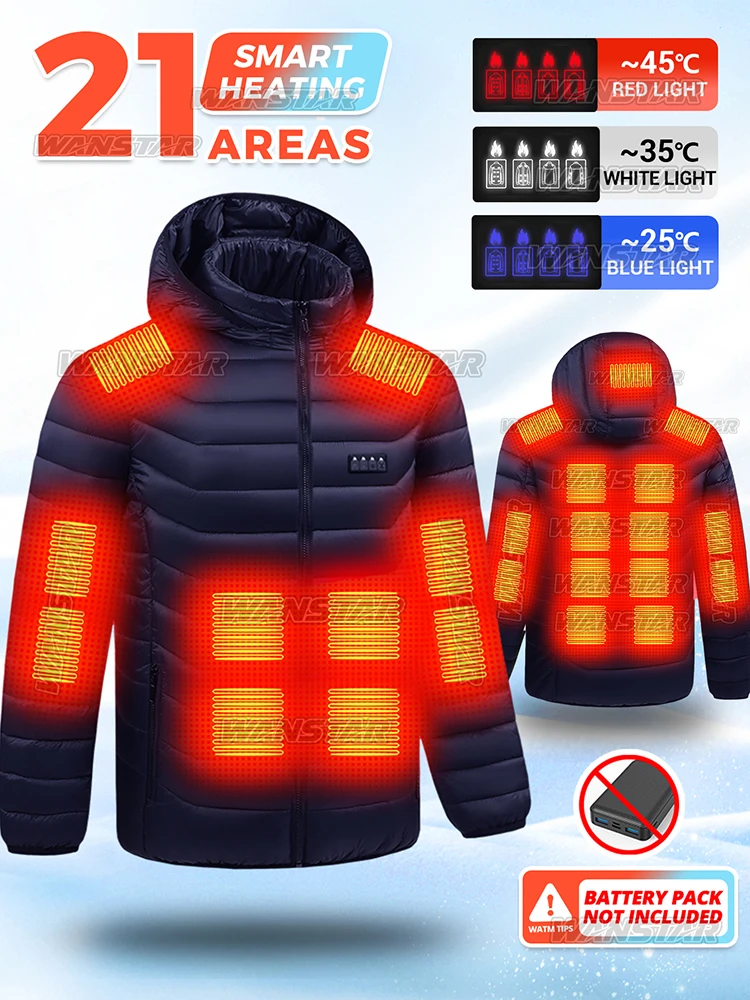 معطف شتوي ساخن من النايلون للرجال 21 منطقة تسخين 4 مفاتيح 3 مستويات تحكم للطقس البارد في الهواء الطلق والفصول الاحتفالية معطف شتوي ساخن من النايلون للرجال 21 منطقة تسخين 4 مفاتيح 3 مستويات تحكم للطقس البارد في الهواء الطلق والفصول الاحتفالية