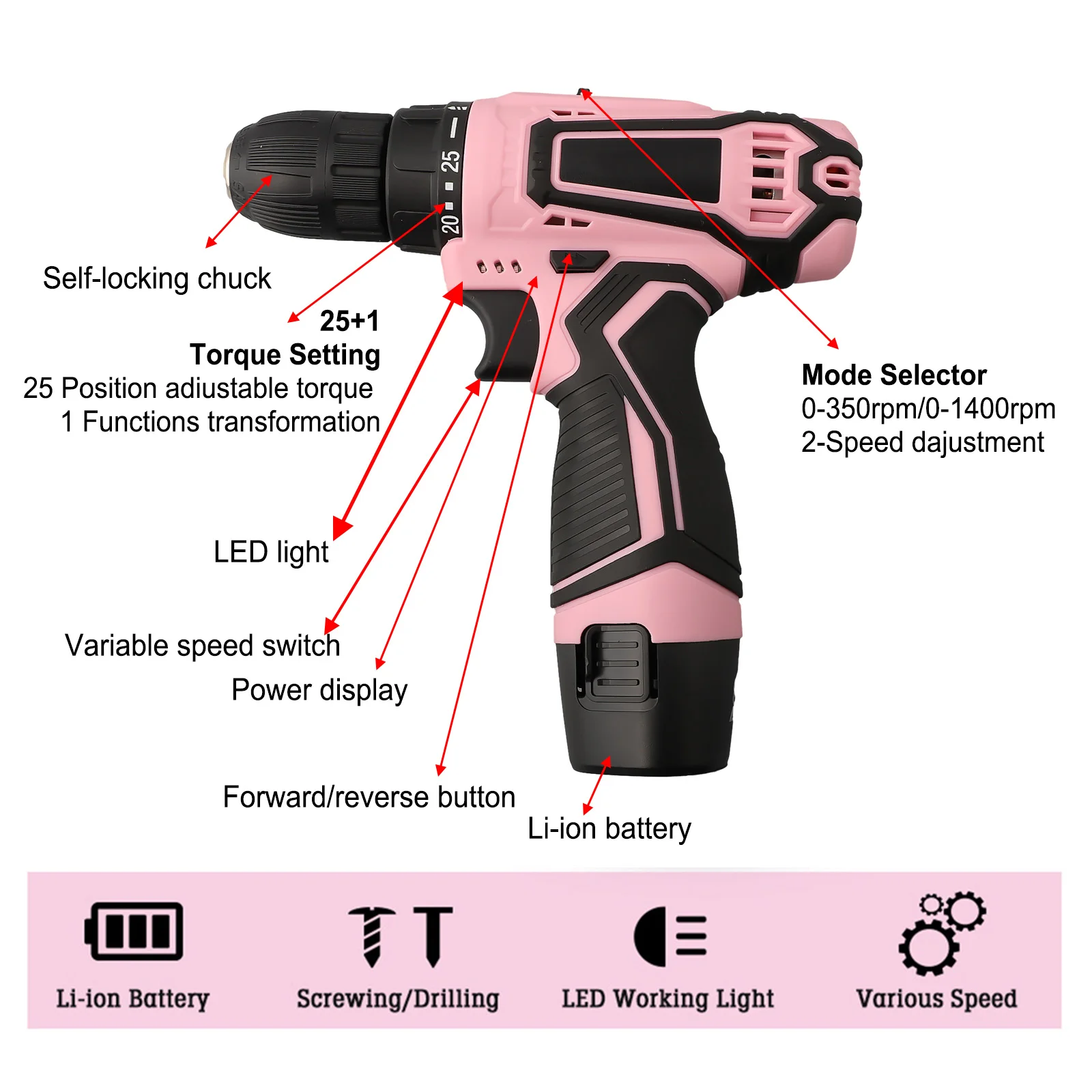 Pink Cordless Drill Driver 12V Power Tool with Comfortable Grip and Nature Like Dentures Teeth Regain Your Confident Smile
Pink Cordless Drill Driver 12V Power Tool with Comfortable Grip and Nature Like Dentures Teeth Regain Your Confident Smile