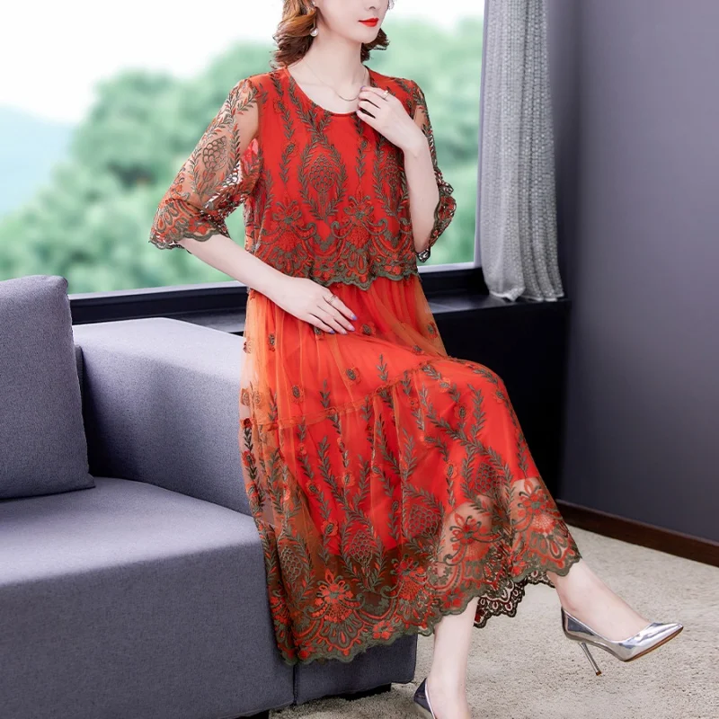 2023 New Fashion Lace Embroidered Dress Women's Summer Round Neck Short Sleeve Loose Fit Leisure Party Dress Vestidos
2023 New Fashion Lace Embroidered Dress Women's Summer Round Neck Short Sleeve Loose Fit Leisure Party Dress Vestidos