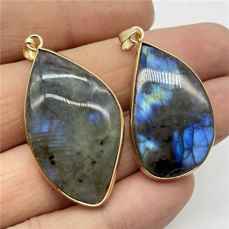 

Natural Gem Stone Quartz Crystal Labradorite Random Shape Pendant For Diy Jewelry Making Necklace Accessories 6PCS