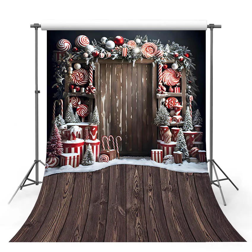 

Фон для фотосъемки Mehofond с изображением конфет тростника Декор Рождественская елка новорожденный день рождения деревянный дверь пол Портрет фон для фотосъемки