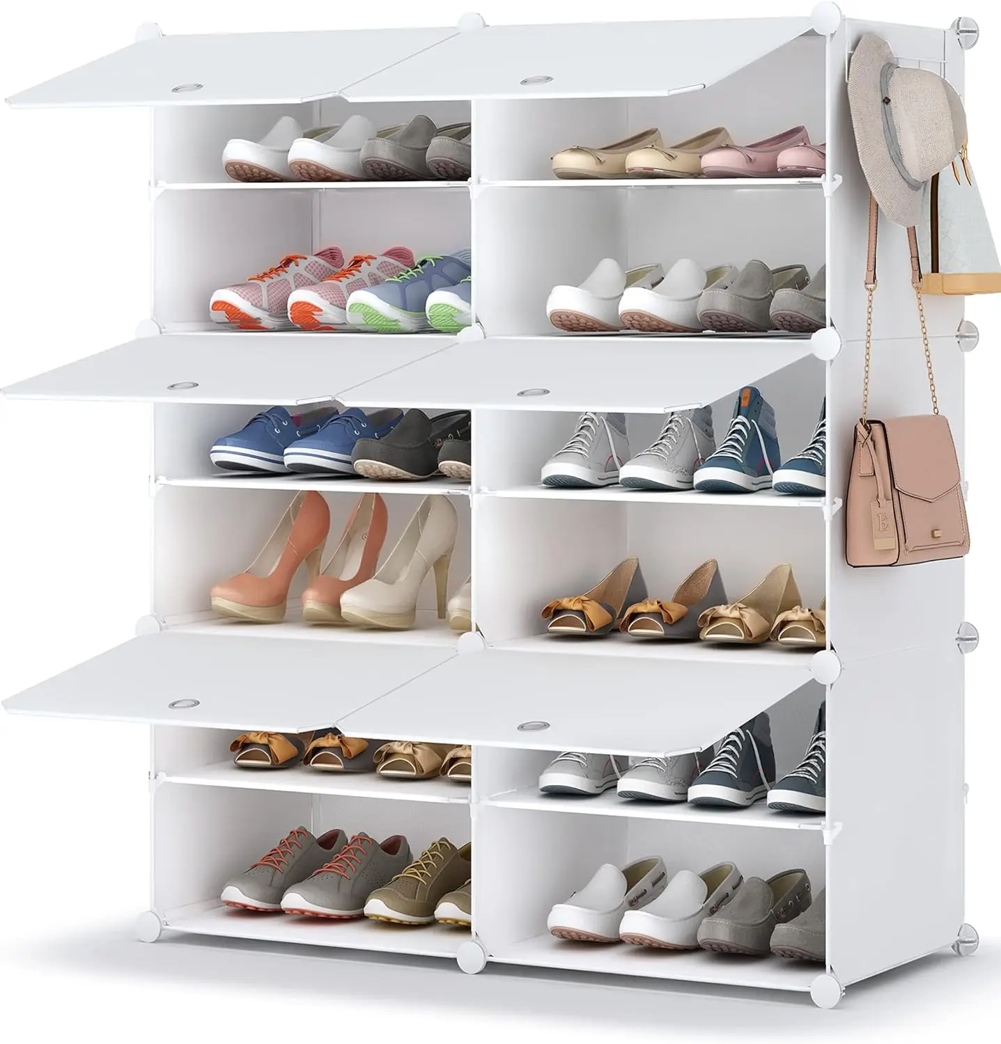 

Стойка для обуви HOMIDEC, 6 ярусов, шкаф для хранения обуви, 24 пары пластиковых полки для обуви, органайзер для чулана, прихожей, спальни