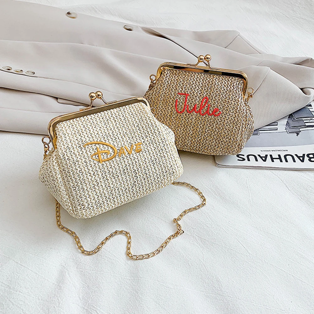 Small Women Shopping Shoulder Bag with Name Personalized Embroidered Name Straw Woven Chain Bag Ladies Gift Mini Bag
Small Women Shopping Shoulder Bag with Name Personalized Embroidered Name Straw Woven Chain Bag Ladies Gift Mini Bag