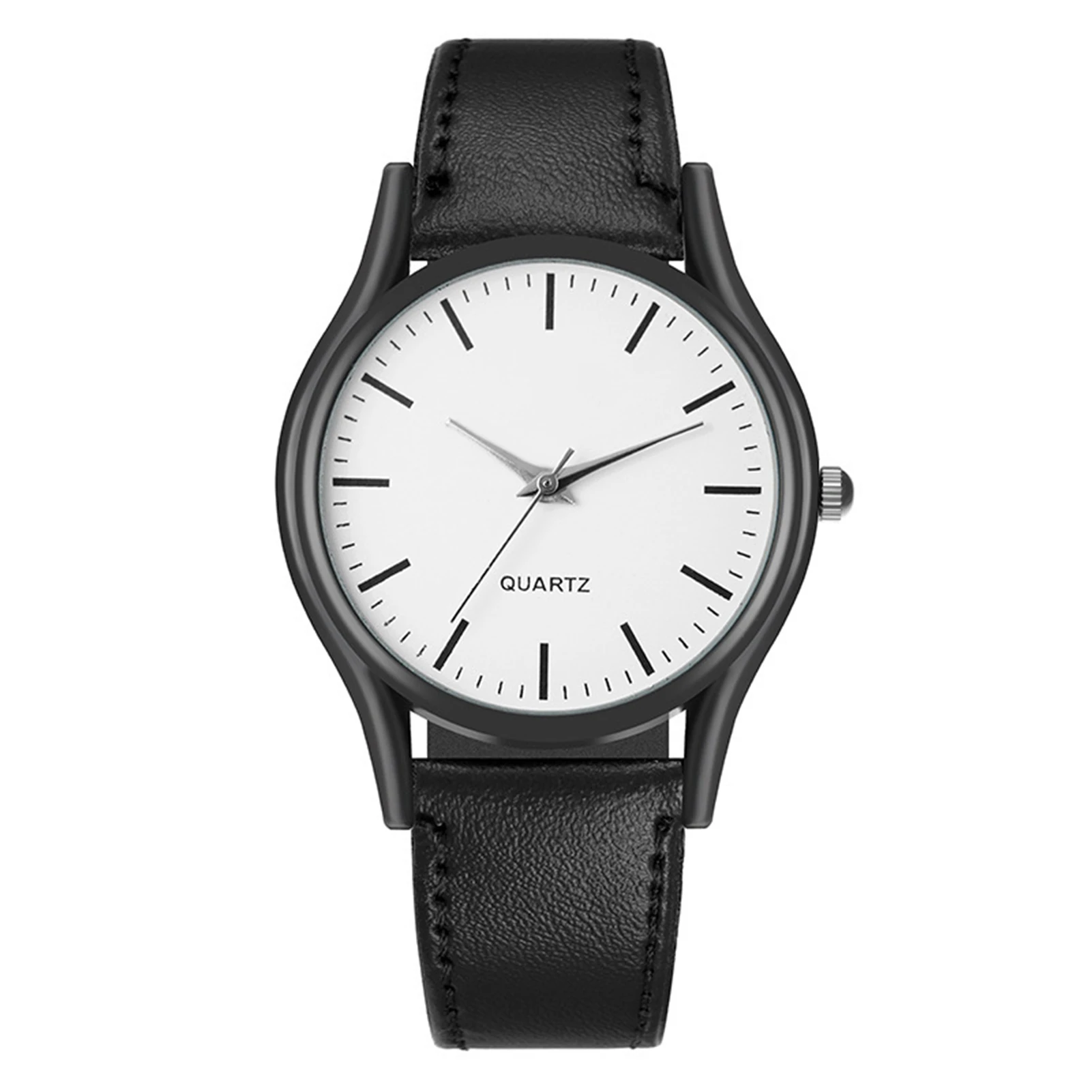 

His and Her Couple Watches Minimalist Round Dial Leather Strap Quartz Wrist Watch for Men Women Lovers