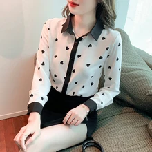 Spring New Women Shirt Korean Fashion All-match Color Contrast Matching Heart Printed Long-sleeved Chiffon Shirt Ladies Tops
Spring New Women Shirt Korean Fashion All-match Color Contrast Matching Heart Printed Long-sleeved Chiffon Shirt Ladies Tops