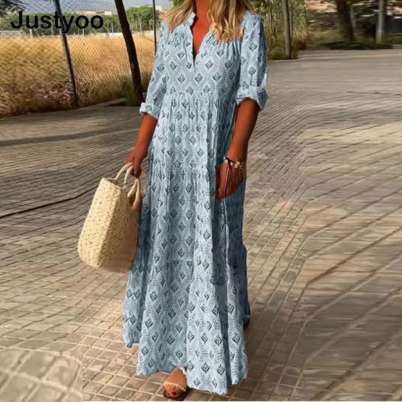 Vintage Casual 2023 Print Streetwear Dress Women Long Sleeve Boho Pattern Maxi Dress Female Harajuku Fashion Pleat Dresses 
Vintage Casual 2023 Print Streetwear Dress Women Long Sleeve Boho Pattern Maxi Dress Female Harajuku Fashion Pleat Dresses