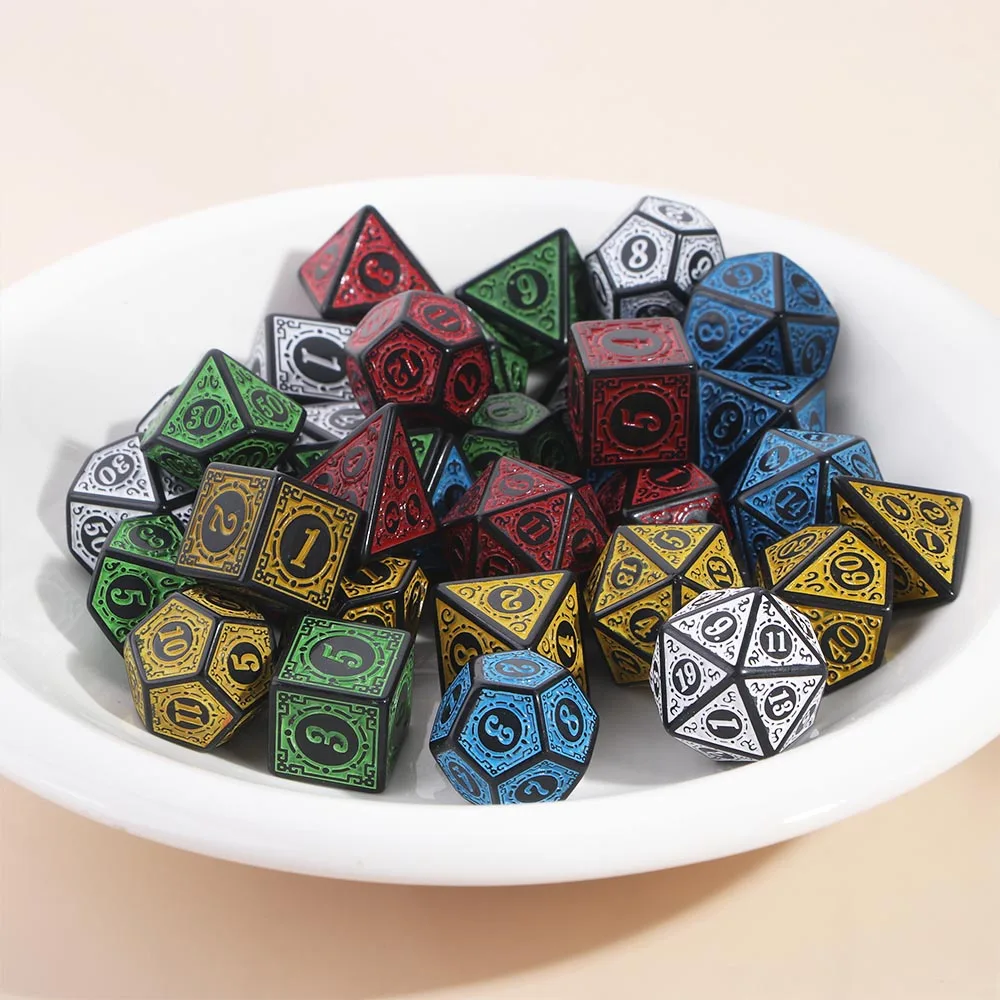 7pcs/set Polyhedral 7-Die Carved Pattern Dice Set D4 D6 D8 D10 D% D12 D20 For Game
7pcs/set Polyhedral 7-Die Carved Pattern Dice Set D4 D6 D8 D10 D% D12 D20 For Game