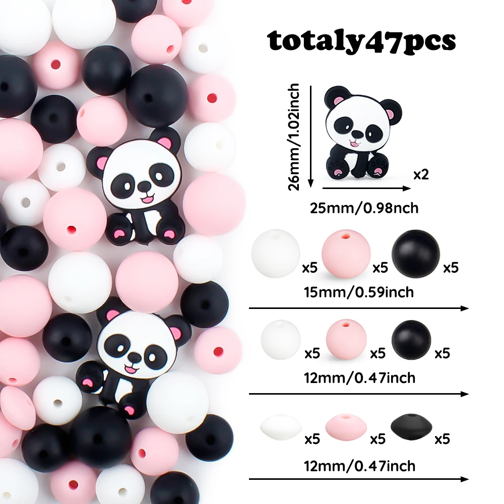 47Pcs/Set Panda Silicone Focal Beads Set Loose Beads For Jewelry Making DIY Pacifier Chain Necklace Keychain Accessories Sets
47Pcs/Set Panda Silicone Focal Beads Set Loose Beads For Jewelry Making DIY Pacifier Chain Necklace Keychain Accessories Sets