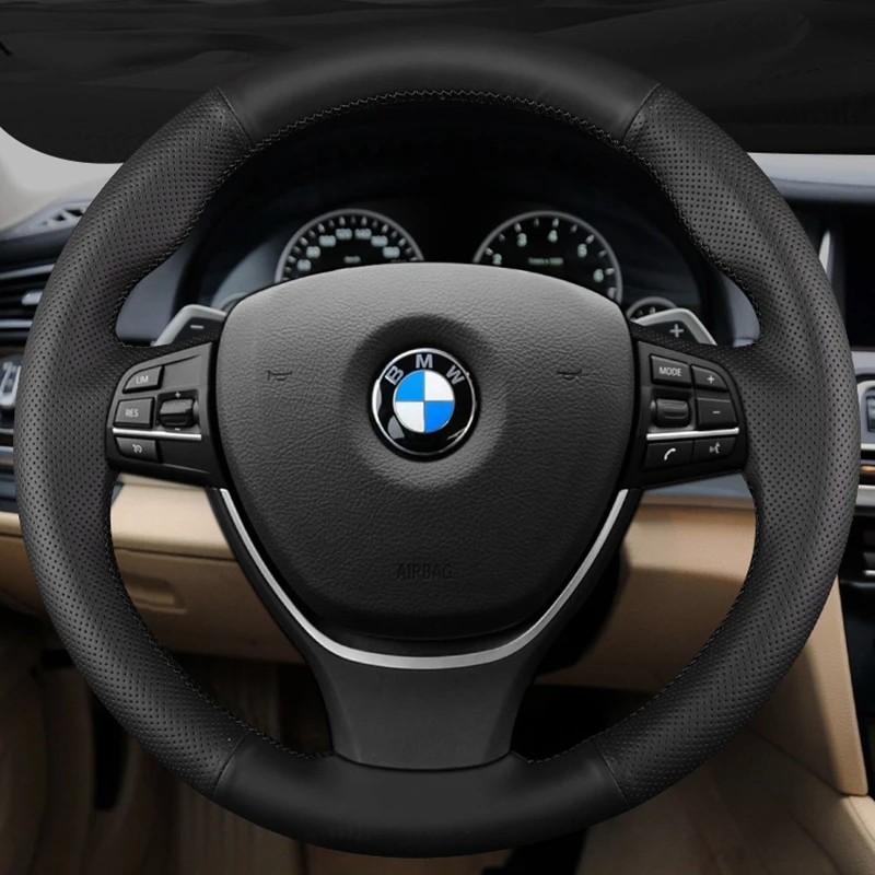 

Custom Genuine Leather Car Steering Wheel Braid Cover 100% Fit For BMW F10 2014 520i 528i 730Li 740Li 750Li Car Accessories
