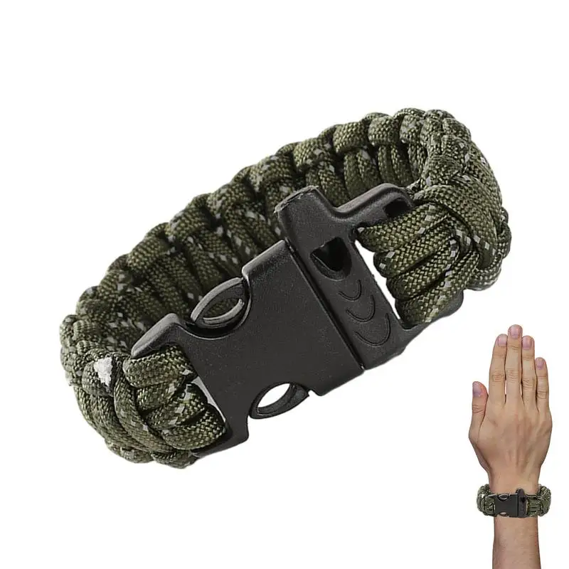 

Paracord Whistle Bracelet Reflective Nine-Core Parachute Rope Braided Survival Cord Rope Paracord Wristband For