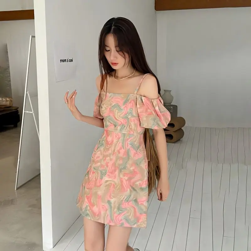 One-line Shoulder Dress Summer 2022 New Vintage Tie-dye Sexy Suspender Skirt Bubble Sleeve Tucked Waist A-line Short Skirt
One-line Shoulder Dress Summer 2022 New Vintage Tie-dye Sexy Suspender Skirt Bubble Sleeve Tucked Waist A-line Short Skirt