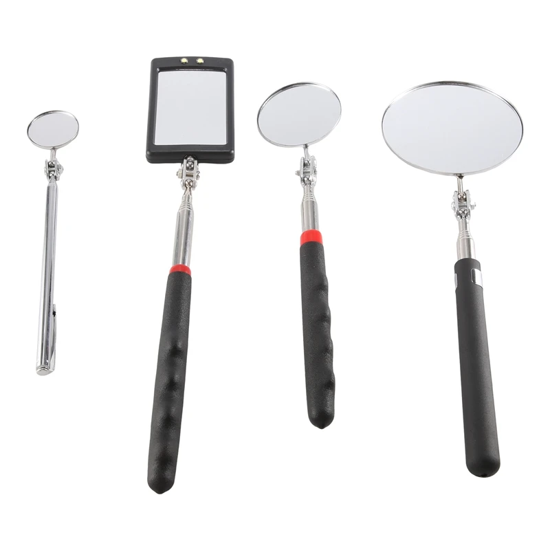 4 Pcs Telescoping Inspection Mirror LED Lighted Flexible Inspection Mirror Round +Square Mirror Inspection Tool
4 Pcs Telescoping Inspection Mirror LED Lighted Flexible Inspection Mirror Round +Square Mirror Inspection Tool