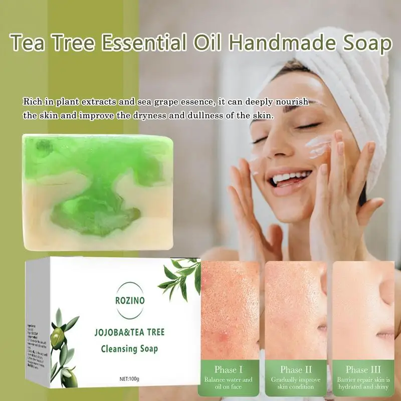 

Tea Tree Oil Soap Bar Mild And Hydrating Clear Essence Soaps Sensitive Skin Face Soap Handmade Cleansing Sensitive For Skin care