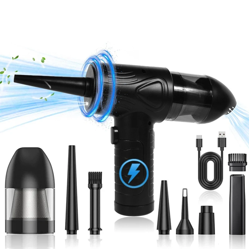 

2-In-1 Electric Compressed Air Duster, Cordless Air Duster And Vacuum, Air Duster Blower, ABS 3 Adjustable Speed