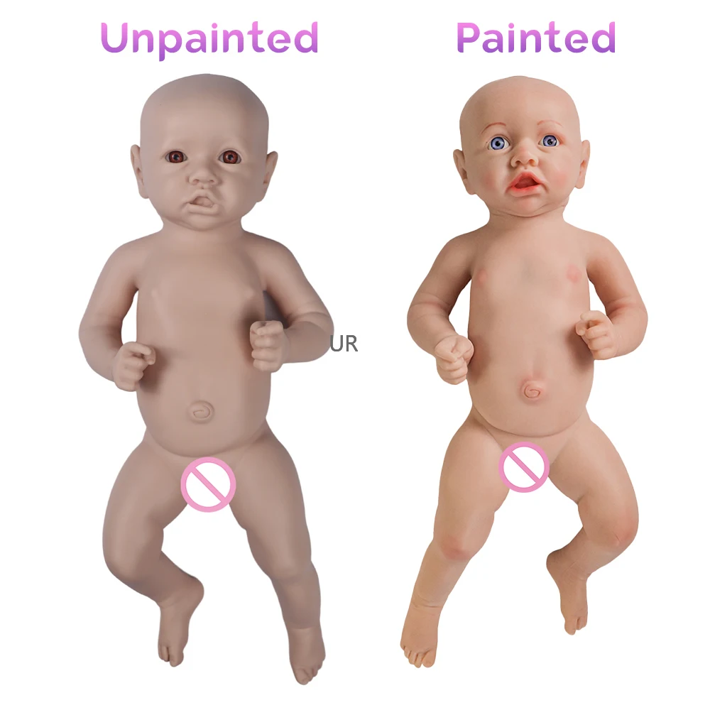

Unpainted Full Solid Silicone Reborn Human Baby Doll 2 no make-up Festival Gift 6.1Lbs Realistic Soft 18 Inch Sleepy Closed Eyes