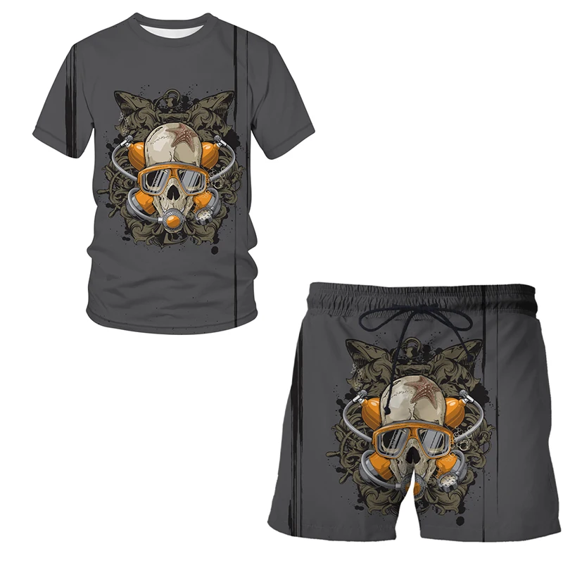 European and American adults skull 3D Printed Men's Women's T-shirt sets Summer Fashion hot Harajuku Short Sleeve Shorts Unisex
European and American adults skull 3D Printed Men's Women's T-shirt sets Summer Fashion hot Harajuku Short Sleeve Shorts Unisex
