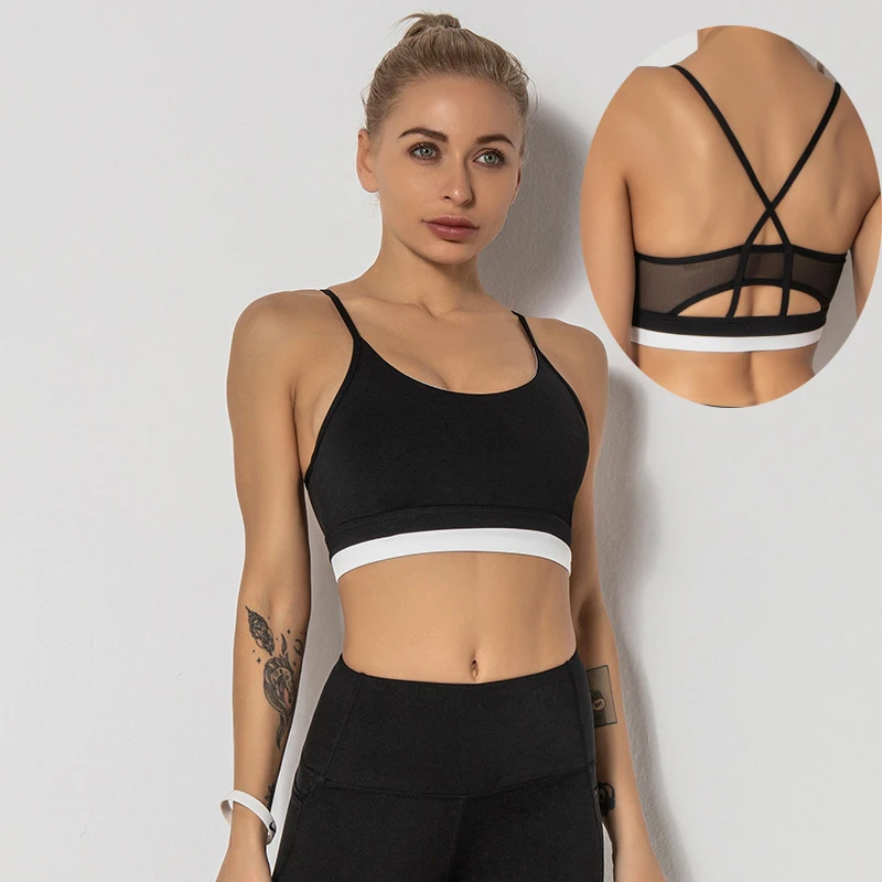 

Hot Women Sexy Cross Back Vest Sport Bra Running Crop Top Fitness Clothing Yoga Gym Bra Padded Super Sports Bra High Impact Tops