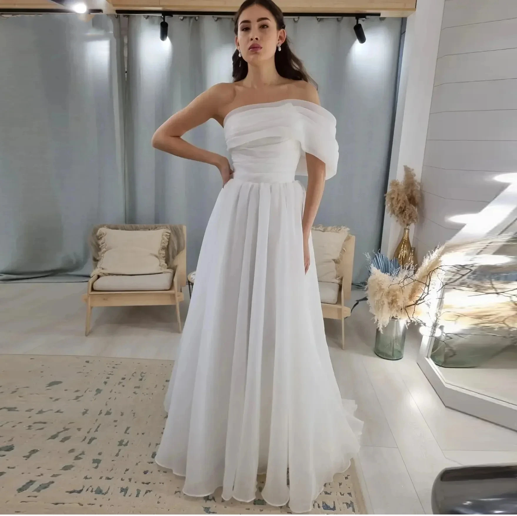 vestidos de novia Customize To Measures Boat Neck A-Line Wedding Dresses Long Sleeveless Floor Length Bridal Gowns Custom Made
vestidos de novia Customize To Measures Boat Neck A-Line Wedding Dresses Long Sleeveless Floor Length Bridal Gowns Custom Made