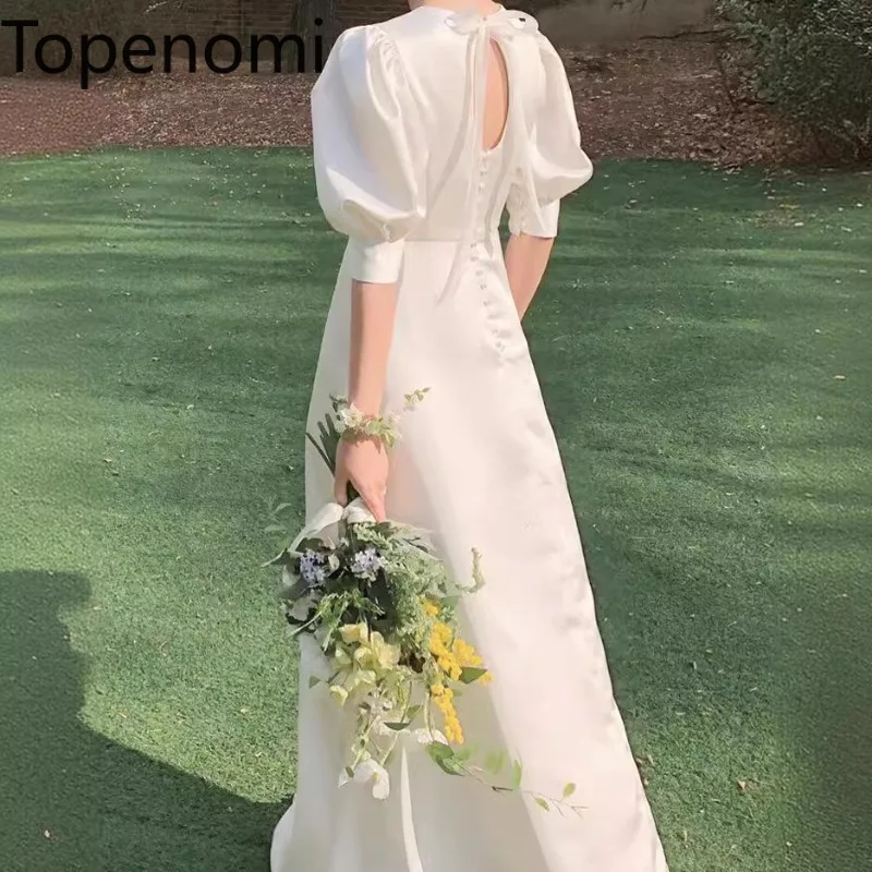 Topenomi French Simple White Satin Light Wedding Dresses Women 2024 New Vintage Puff Sleeve Waist Fairy Long Dress Party Gown
Topenomi French Simple White Satin Light Wedding Dresses Women 2024 New Vintage Puff Sleeve Waist Fairy Long Dress Party Gown